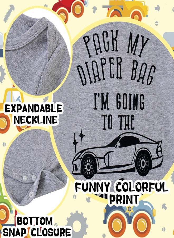 Lovefairy Baby Outfits Newborn Boys Girls Bodysuits Unisex Short Sleeve Clothes Funny Romper Pack My Diaper Bag I'm Going to the Car Show 3-6 Months - Image 2