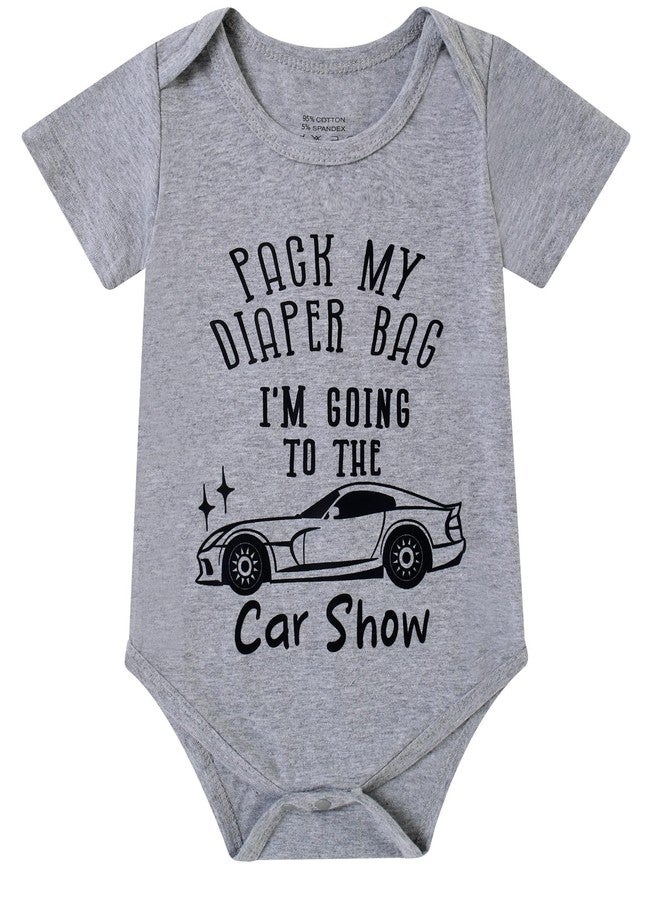 Lovefairy Baby Outfits Newborn Boys Girls Bodysuits Unisex Short Sleeve Clothes Funny Romper Pack My Diaper Bag I'm Going to the Car Show 3-6 Months - Image 1