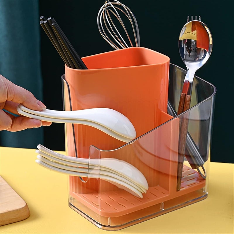 Multi-Level Kitchen Utensil Organizer, Transparent Cutlery Storage Tray with Smart Compartments, Drawer Organizer for Spoons Forks Knives, Clear Plastic Flatware Holder for Kitchen - Image 5