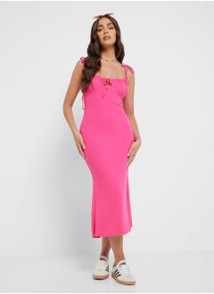 Ginger Shoulder Tie Up Bodycon Maxi Dress  - Image 4
