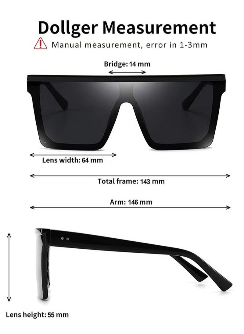 Excefore Sunglasses Square Oversized Sunglasses for Women Men 2Pcs UV Protection Anti Eyestrain Big Flat Top Fashion Shield Rimless Shades for Driving Traveling Trendy All-match Sunglasses  - Image 4