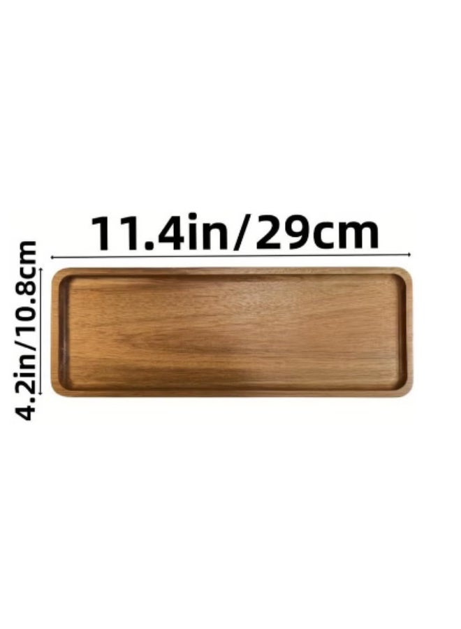 Set of 3 Snack Tray,Small Wooden Tray, Acacia Wood Serving Platter for Party  Rectangular Snack Trays for Display Food  Appetizer Sushi Charcuterie Fruit - Image 4