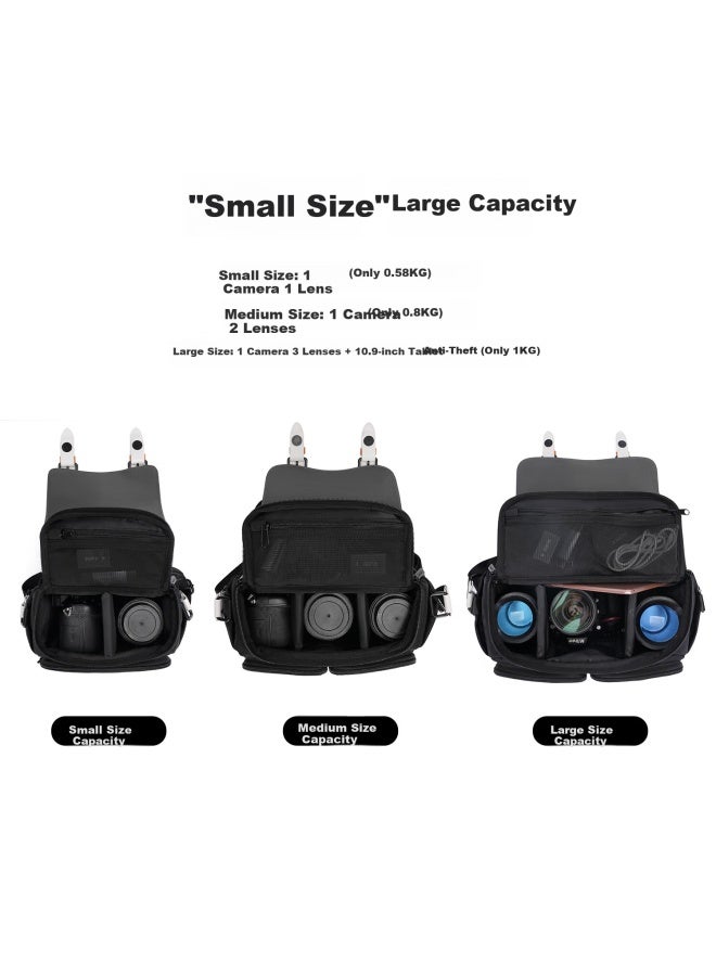 Cwatcun Shoulder Camera Bag, Crossbody Photography Bag, Large Capacity Waterproof Backpack Suitable For Fuji, Sony, Nikon, Cano - Image 2