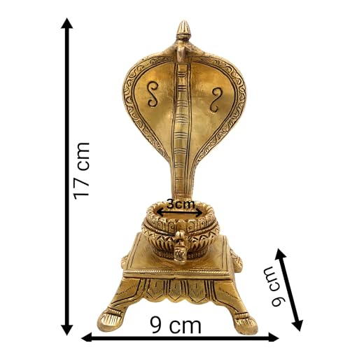 Bhunes Brass Shinghashan Small Chowki Peetha with Snake Shaped Prabhavali for Shiv Linga Peeta Peetalu Peetham Bajot for Temple Sinhasan Pooja Mandir Prabhawali Stand, Gold, 7 Inch, 1 Piece - Image 5
