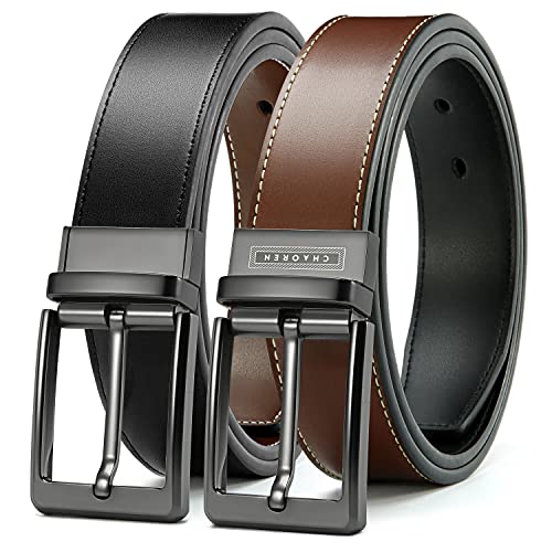CHAOREN Reversible Belt Men 1 Piece - Leather Dress Belt - Trim to Fit for Elegant Style - Image 1