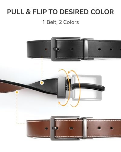 CHAOREN Reversible Belt Men 1 Piece - Leather Dress Belt - Trim to Fit for Elegant Style - Image 2