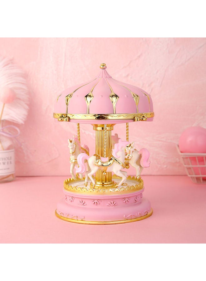 Fantasy Colorful Light Carousel Music Box Children Girl Creative Practical Birthday Gift Student Gift-Color:Send Colored Paper Greeting Card Handbag Packaging-Size:Medium Candy Blue Projection Carousel Music Box - Image 5