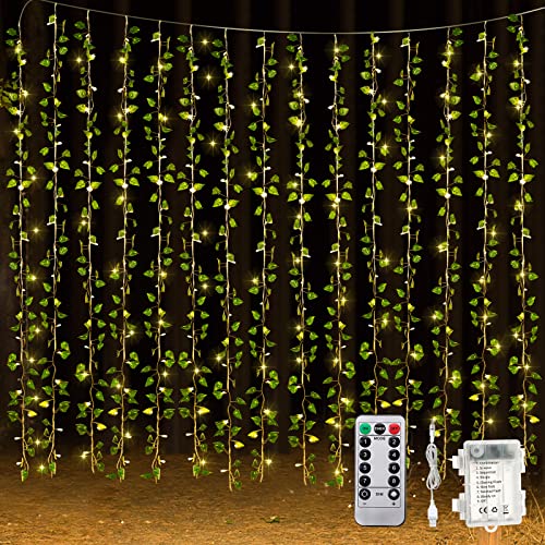 Unittype 15 Pcs 66 ft 300 LED Fake Ivy Vines with Lights for Bedroom String Fairy Light Curtain Artificial Hanging Vines Plant Garland with Light for Wall Outdoor Indoor DecorIvy Leaf - Image 1