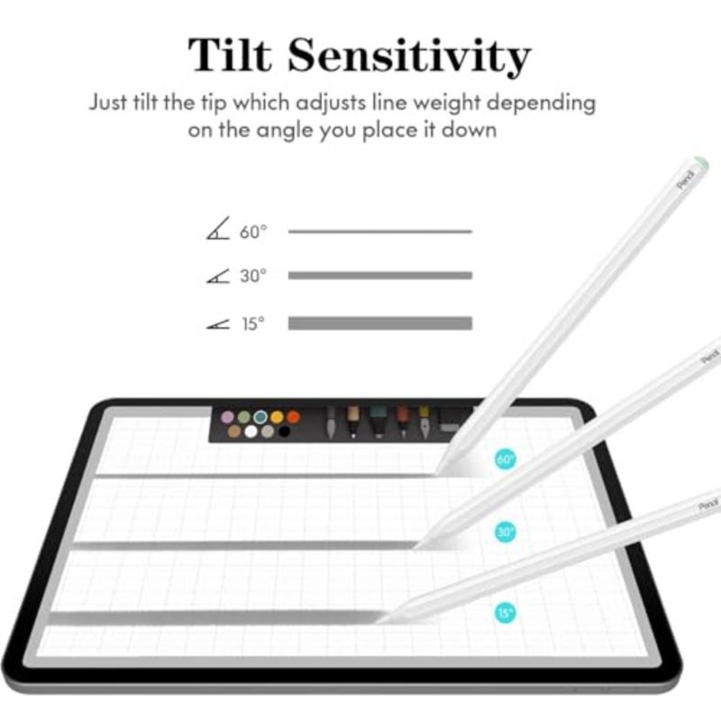 قلم ستايلس لجهاز iPad: هيكل من الألومنيوم، لمسة نهائية سوداء غير لامعة، شحن لاسلكي مغناطيسي، دعم الإمالة لرفض راحة اليد - Image 5