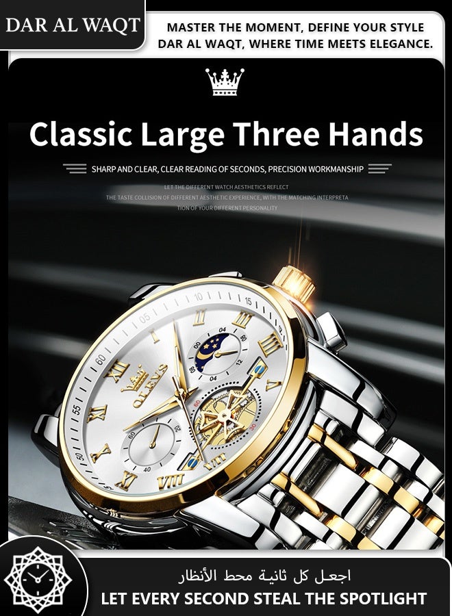 أوليفز ساعة OLEVS للرجال – مضيئة ومجوفة، كوارتز، موديل 2859، ميناء أبيض، سوار فولاذي، مقاومة للماء - Image 5