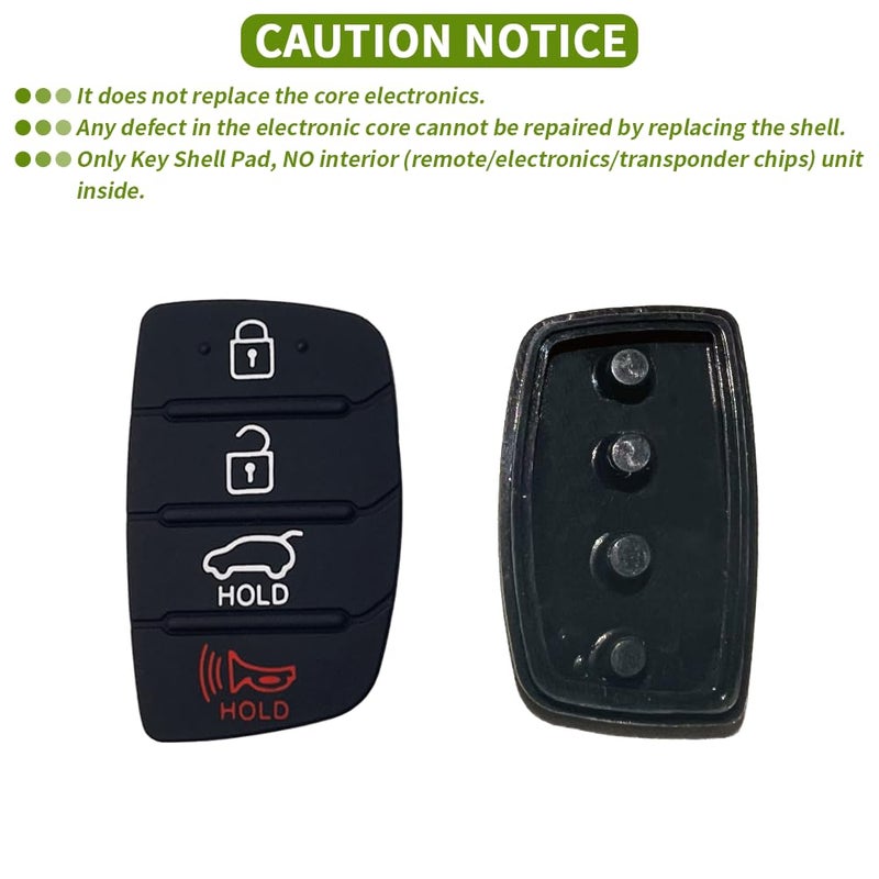JJCHQ Key Fob Rubber Button Pad Replacement for Hyundai Santa Fe Sport Sonata 2018 2017 2016 2015 2014 2013 4 Button Key Fob Cover Keyless Entry Remote Control Flip Car Key Fob Case Insert Keypad - 2 Pack - Image 3