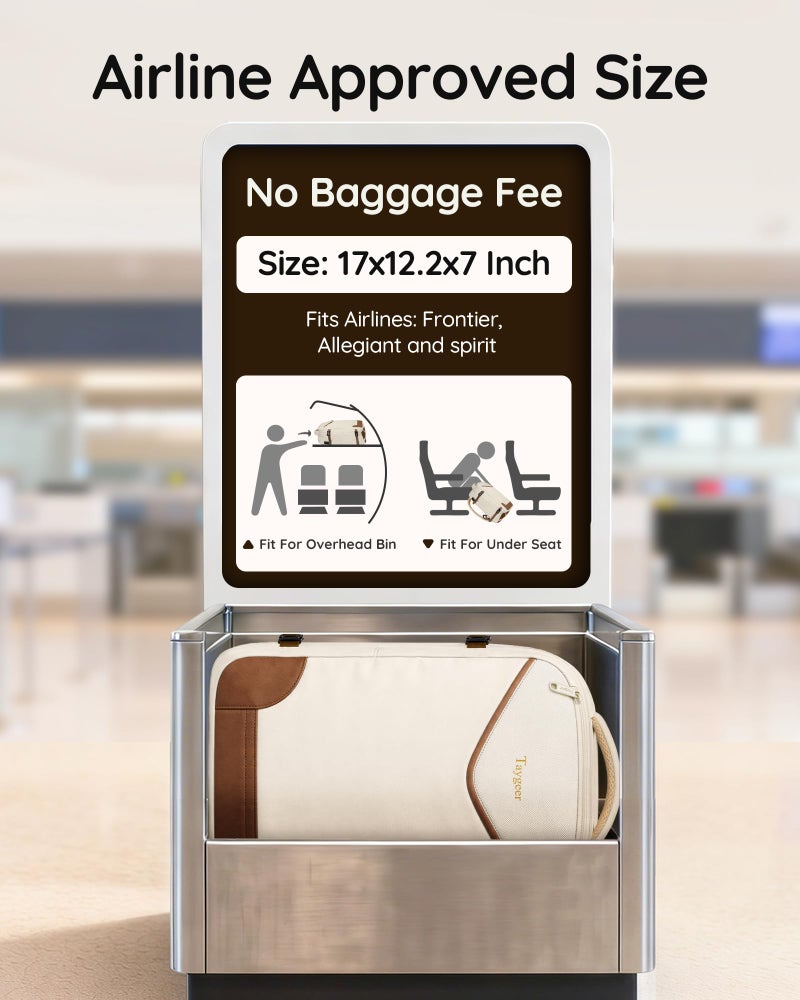 Taygeer 35L Travel Backpack Carry On with Lock, TSA Flight Approved Carry on Backpack, Expandable Weekend Trip Backpacks Fits 15.6 Inch Laptop for Women, Beige & Brown - Image 3