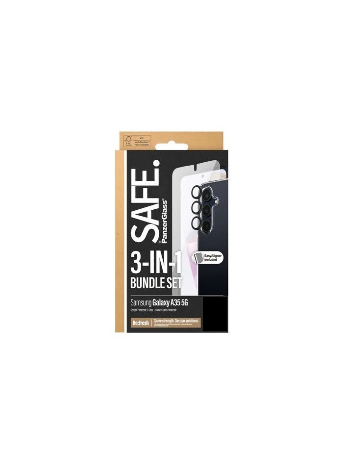 PanzerGlass Samsung A35 5G 3 in 1 Bundle Set Screen Protector + Hard Case + Camera Lens Protector - Clear