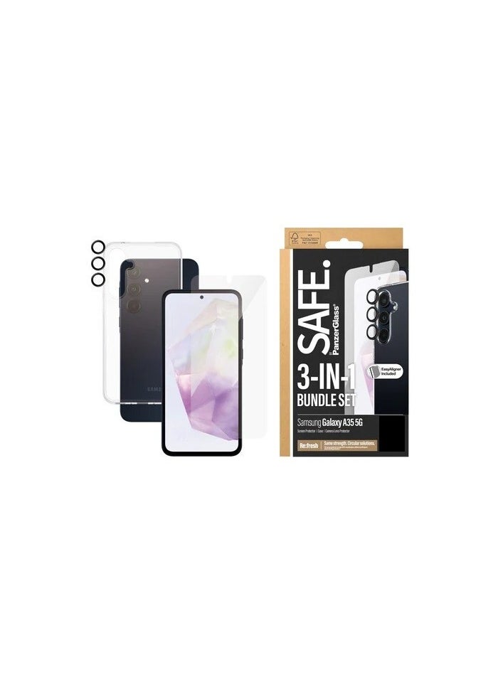 PanzerGlass Samsung A35 5G 3 in 1 Bundle Set Screen Protector + Hard Case + Camera Lens Protector - Clear