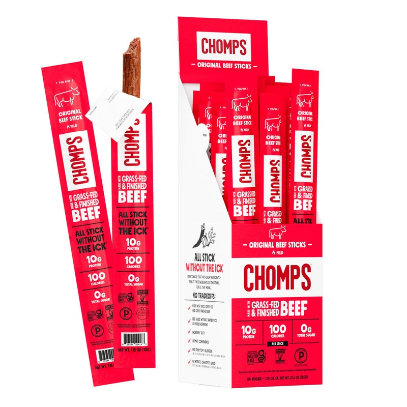 Chomps GrassFed and Finished Original Beef Jerky Snack Sticks 24Pack Keto Paleo Whole30 10g Protein GlutenFree - Image 3