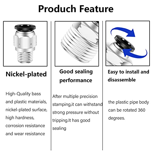 CEKER 5/16 Air Fittings Push to Connect Fittings,CEKER PC 5/16 Od x 1/4" NPT Air Lines Fittings Male Thread Pneumatic Fitting 5/16 Tubing Fitting Push in Connector Quick Connect Air Hose Fittings 5Packs - Image 5