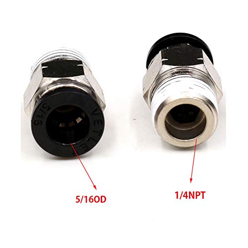 CEKER 5/16 Air Fittings Push to Connect Fittings,CEKER PC 5/16 Od x 1/4" NPT Air Lines Fittings Male Thread Pneumatic Fitting 5/16 Tubing Fitting Push in Connector Quick Connect Air Hose Fittings 5Packs - Image 4