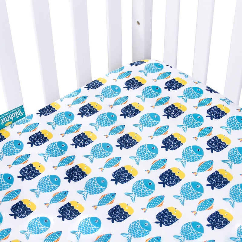 Biloban Crib Sheets Fitted, 2 Pack Crib Sheet Fits for Standard Crib Mattress, Toddler Sheets for Baby Boys & Girl - Image 3
