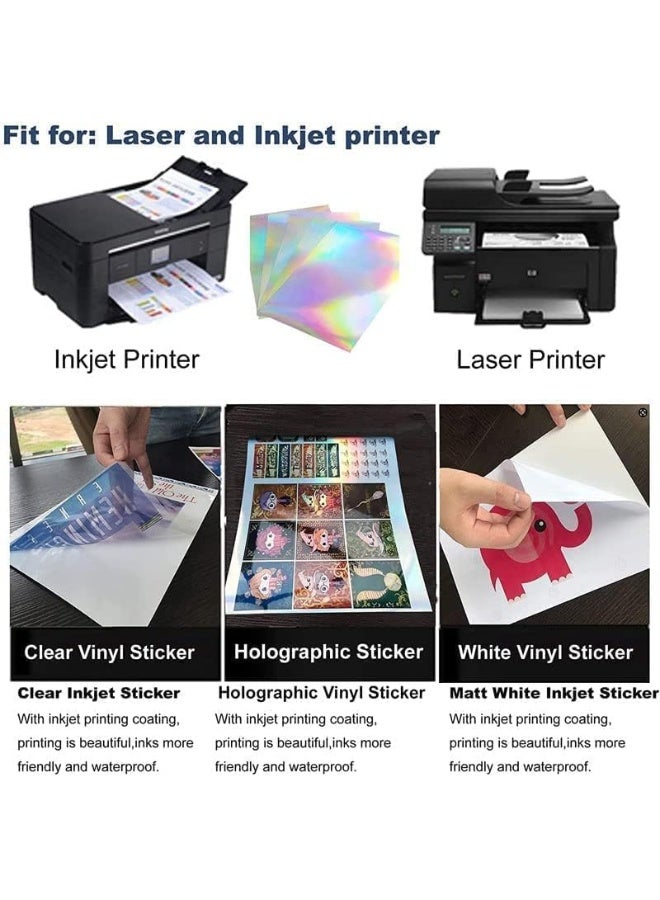 bpa 25 Sheets Frosty Transparent Printable Vinyl Sticker Paper A4 Size (8.25" x 11.7") Waterproof Vinyl Sticker Paper Quick Dry For Inkjet/Laser Printer - Image 3