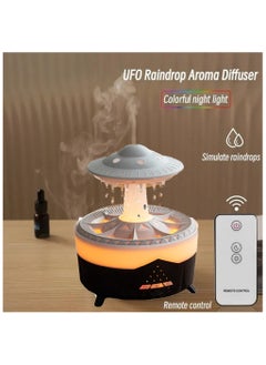 3 in 1 Rain Cloud Humidifier Oil Diffuser Water drip Aroma Essential Diffuser 350ml Night Light Water Drop Sound for Sleeping Relaxing(Black)