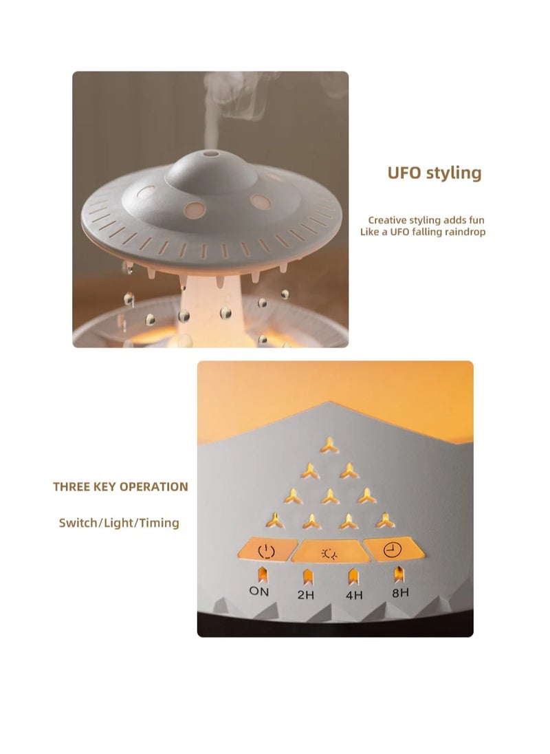 UanTii - 3 in 1 Rain Cloud Humidifier Oil Diffuser Water drip Aroma Essential Diffuser 350ml Night Light Water Drop Sound for Sleeping Relaxing(Black) - Image 1
