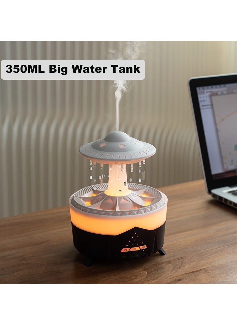UanTii - 3 in 1 Rain Cloud Humidifier Oil Diffuser Water drip Aroma Essential Diffuser 350ml Night Light Water Drop Sound for Sleeping Relaxing(Black) - Image 1