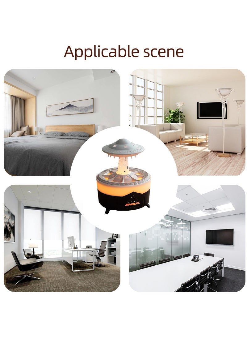 UanTii - 3 in 1 Rain Cloud Humidifier Oil Diffuser Water drip Aroma Essential Diffuser 350ml Night Light Water Drop Sound for Sleeping Relaxing(Black) - Image 1