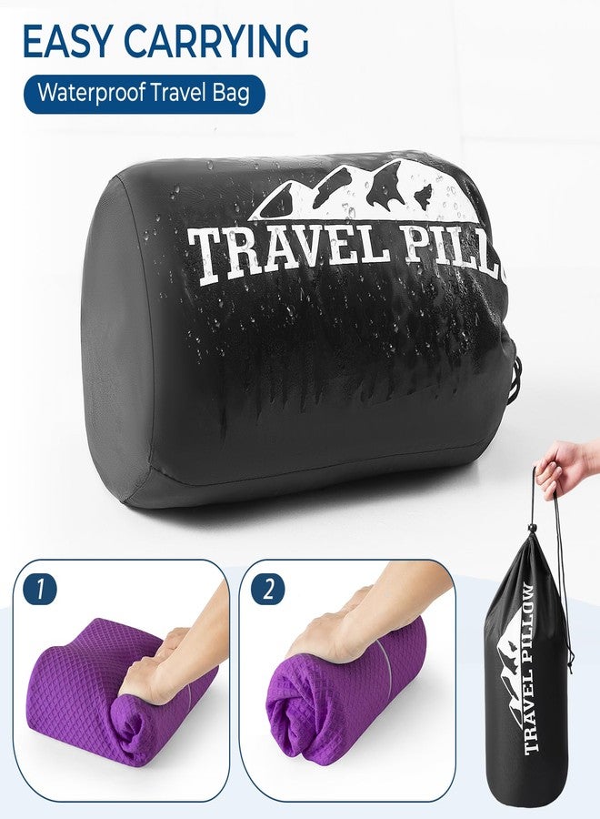 PEUJEW Neck Pillow for Sleeping, Travel Pillow, Camping Pillow, Ergonomic Memory Foam Compressible Medium Firm, Ideal for Home, Bedroom, Office and Camping (Purple, M) - Image 4