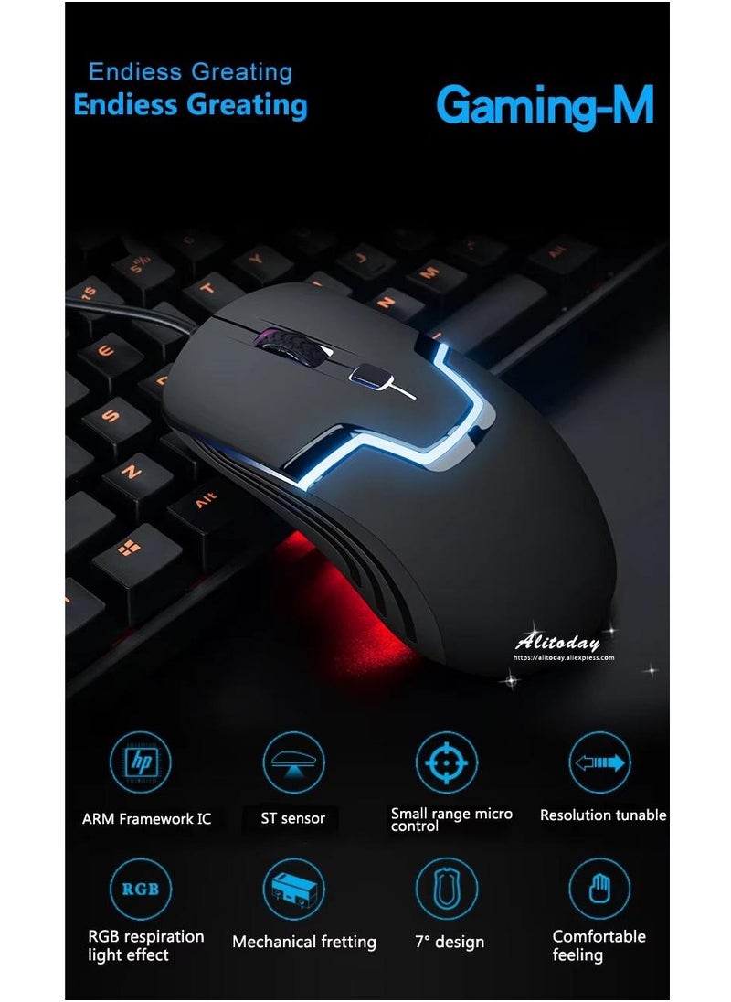 Generic - Gaming Mouse M100 - Optical Sensor, 1000 & 1600 DPI, 4 Buttons, USB Wired, Ergonomic Design, Black - Image 1
