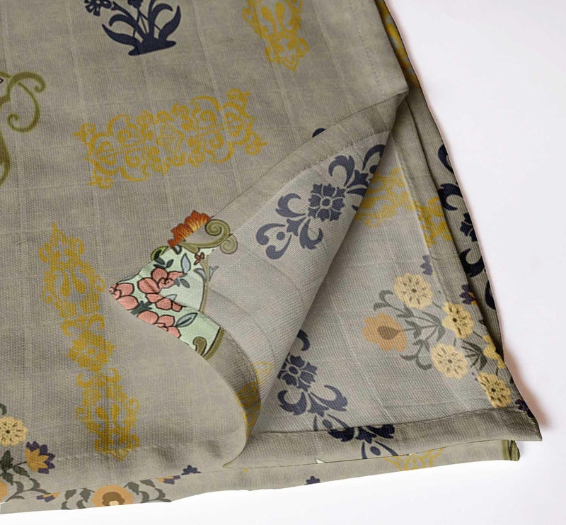 Vargottam Elegant Floral Motif Print on Green Cotton Muslin Napkins - Set of 12, 20x20 Inches, Luxurious Self-Check Texture, Perfect for Upscale Dining, Weddings, and Events - Machine Washable - Image 2