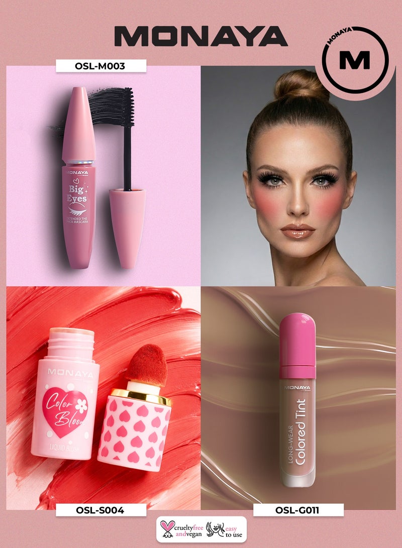 Monaya Everyday Glam 3-in-1 Bundle — Liquid Blush, Lip Tint & Mascara - Image 1