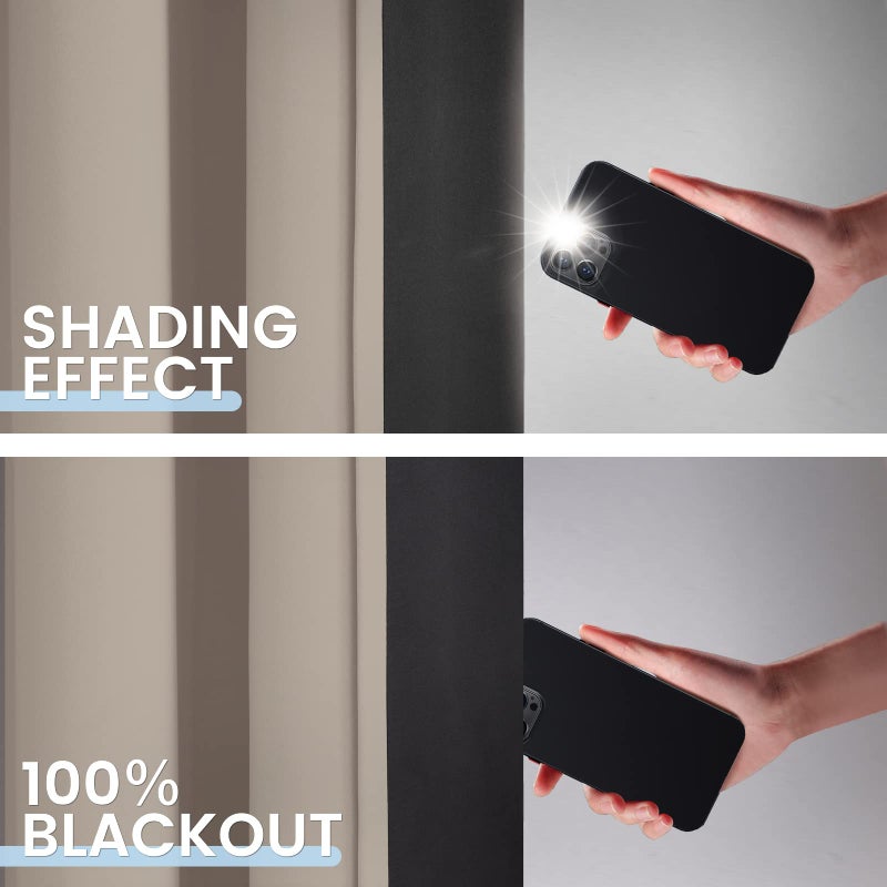 SimpleHome 100% Blackout Curtains for Bedroom,Thermal Insulated Natural Grommet Window Drapes Room Darkening Curtains for Living Room with Black Back,52 x 84 Inch,2 Panels - Image 3