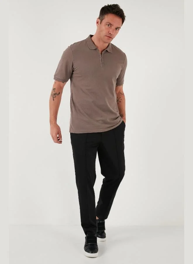 Buratti Buratti Cotton Regular Fit Half Zipper Polo Collar T Shirt Men's Polo Collar T-Shirt 5903008