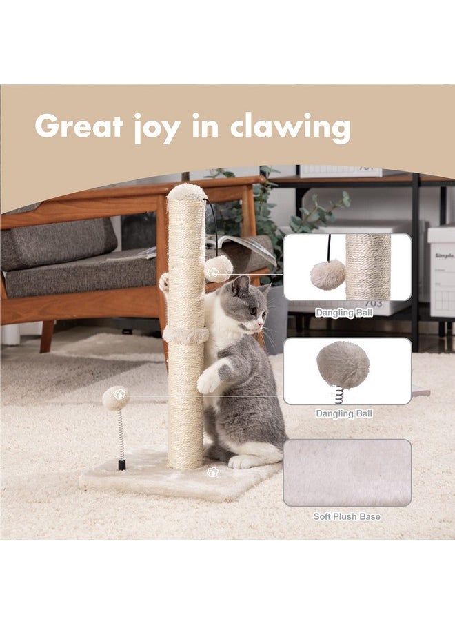 MECOOL - Cat Scratching Post Premium Basics Kitten Scratcher Sisal Scratch Posts With Hanging Ball 22In For Kittens Or Smaller Cats (22 Inches For Kitten, Beige) - Image 1