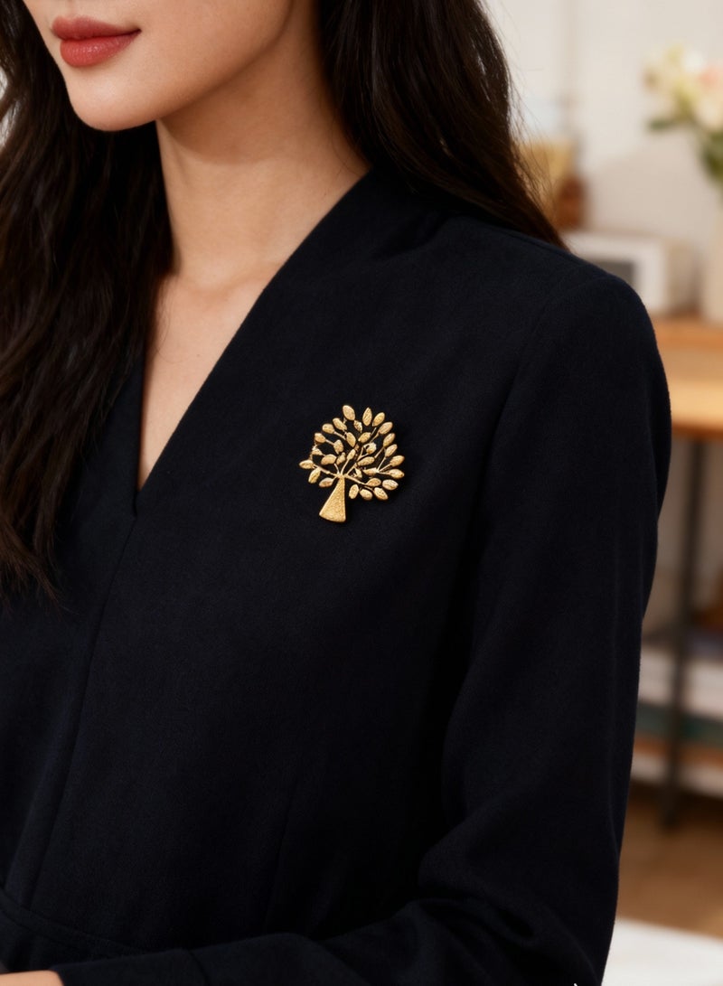 DB Innov. Brooch, 1PC Golden Tree Pattern Brooch, an Elegant Pin Brooch for Women Men Children, Lapel Pins Shirt Collar Brooch Buckle Lapel Pins Badge Suit Clip Accessory for Clothing Bags Jackets Shirts. - Image 2