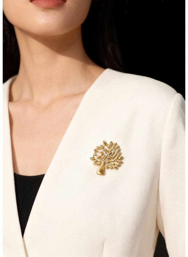 DB Innov. Brooch, 1PC Golden Tree Pattern Brooch, an Elegant Pin Brooch for Women Men Children, Lapel Pins Shirt Collar Brooch Buckle Lapel Pins Badge Suit Clip Accessory for Clothing Bags Jackets Shirts. - Image 3