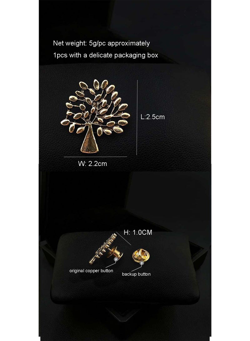 DB Innov. Brooch, 1PC Golden Tree Pattern Brooch, an Elegant Pin Brooch for Women Men Children, Lapel Pins Shirt Collar Brooch Buckle Lapel Pins Badge Suit Clip Accessory for Clothing Bags Jackets Shirts. - Image 4