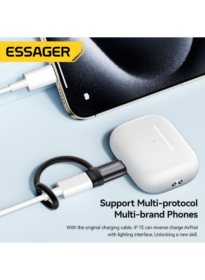 ايساجر محول OTG من Essager USB-C أنثى إلى Lightning ذكر - شحن سريع 3 أمبير ومزامنة بيانات - سبيكة ألومنيوم - متوافق مع iPhone وiPad، رمادي - Image 4