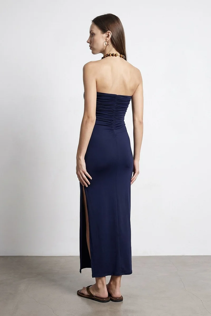 Dilvin  DILVIN Strapless Bodycon Maxi Dress With Slit for Women | Best Price UAE