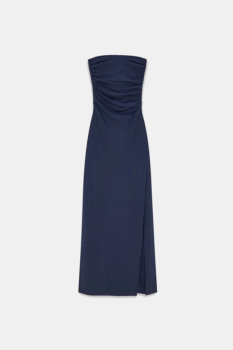 Dilvin  DILVIN Strapless Bodycon Maxi Dress With Slit for Women | Best Price UAE