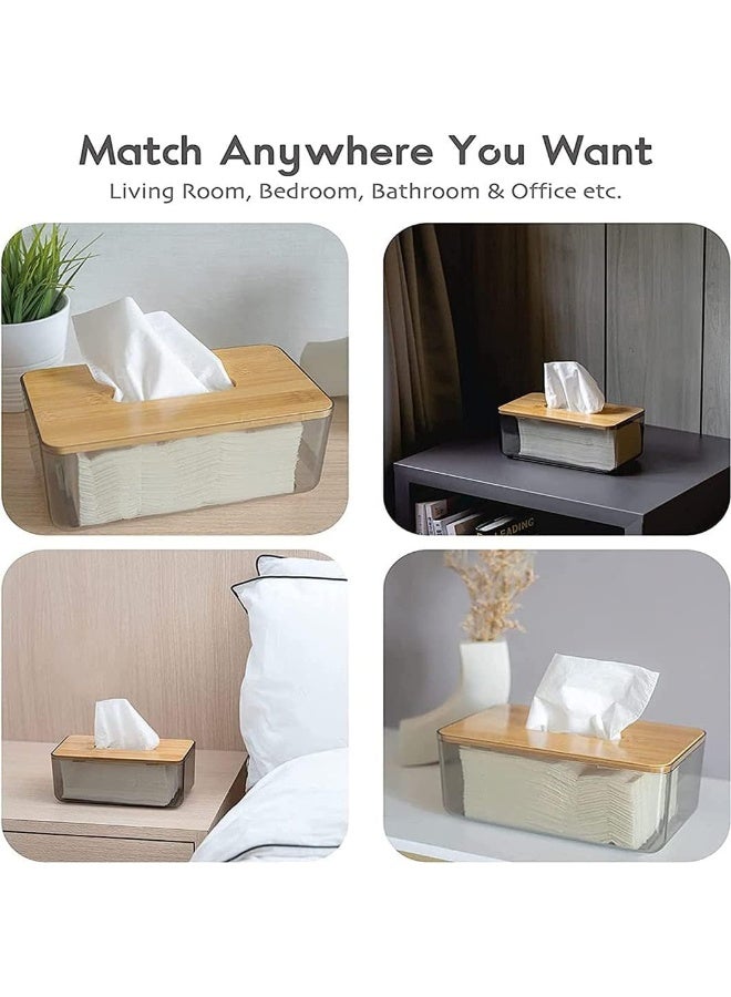 Tissue Box With Wooden Top For Decoration - Image 1