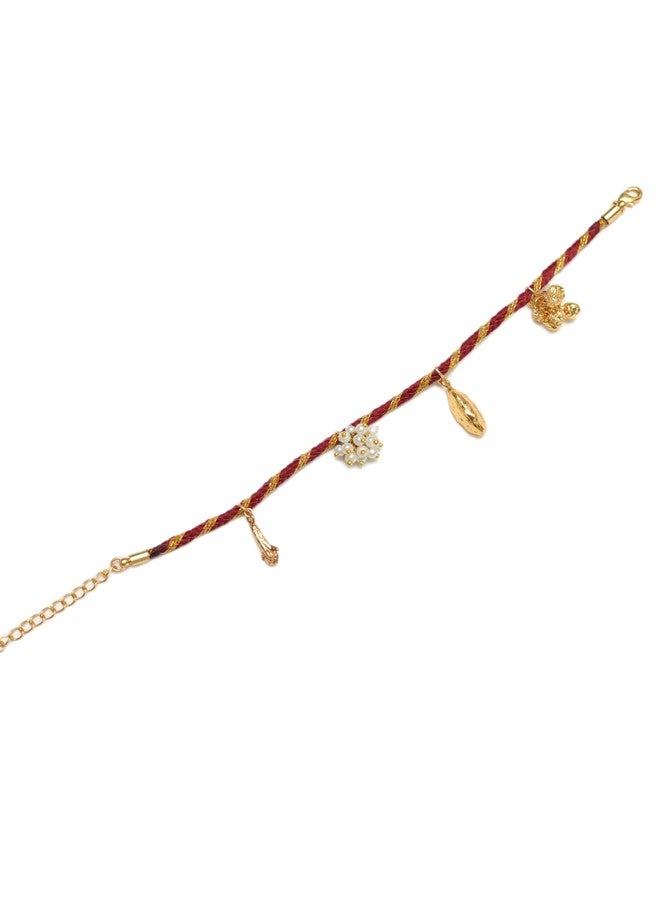 Tangerine 22k gold plated Gul Posh Rakhi | Floral-Inspired Rakhi | Elegant Handmade Rakhi for Brother - Image 1