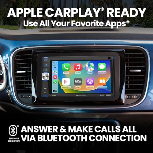 BOSS Audio Systems BCP62 Car Stereo - Apple CarPlay, Double Din, 6.2 Inch Capacitive Touchscreen, Bluetooth, No CD DVD Player, AM/FM Radio Receiver, USB - Image 2