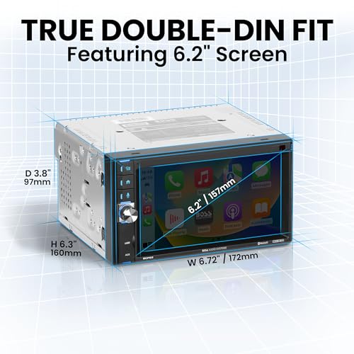 BOSS Audio Systems BCP62 Car Stereo - Apple CarPlay, Double Din, 6.2 Inch Capacitive Touchscreen, Bluetooth, No CD DVD Player, AM/FM Radio Receiver, USB - Image 5