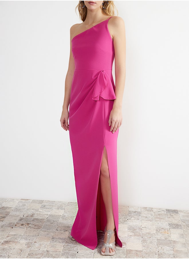 trendyol - Fuchsia Plain Regular Woven Evening Dress & Graduation Dress TPRSS20AE0274 - Image 1