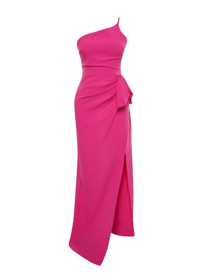 trendyol - Fuchsia Plain Regular Woven Evening Dress & Graduation Dress TPRSS20AE0274 - Image 1