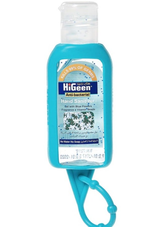 HiGeen Sanitizer 50ml With Holder Blue Flowers - Image 1