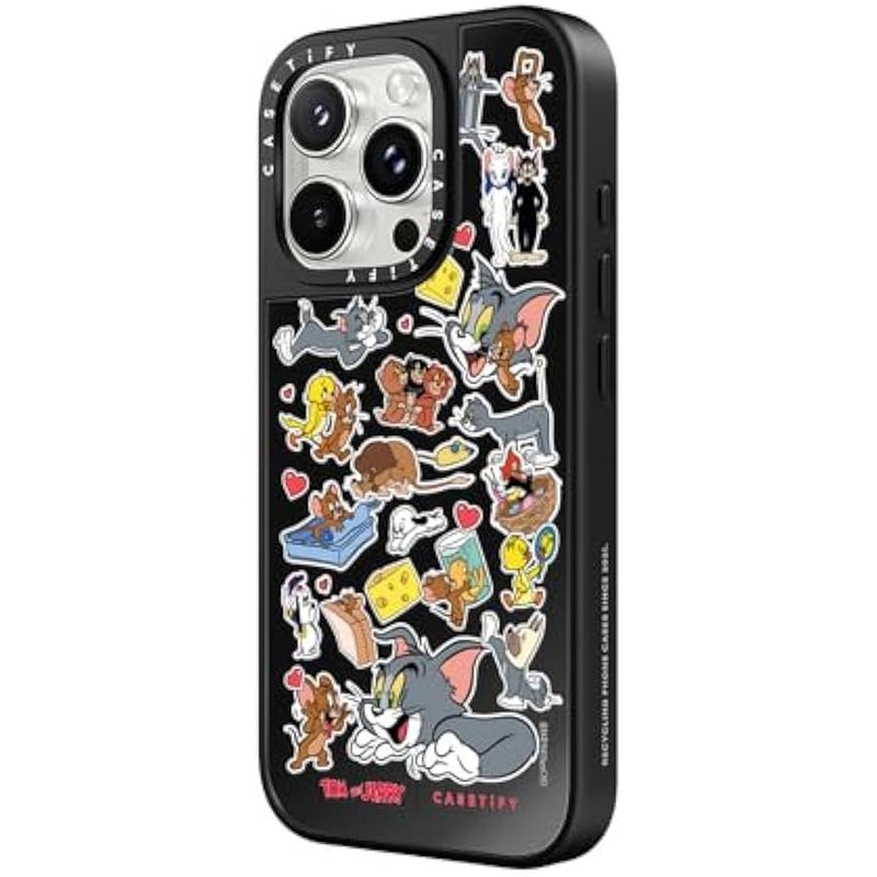 Casetify Mirror Case for iPhone 16 Pro Max 【Tom and Jerry Colab/Reflective / 4.9ft Drop Protection/Compatible with Magsafe】 - Family Sticker - Black on Black - Image 4