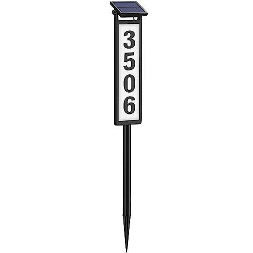 Eyrosa Solar Illuminated LED Lighted Address Sign, House Numbers for Outside Yard Home, Numbers Plaque Outdoor Waterproof, Black - Image 1