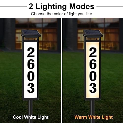 Eyrosa Solar Illuminated LED Lighted Address Sign, House Numbers for Outside Yard Home, Numbers Plaque Outdoor Waterproof, Black - Image 3
